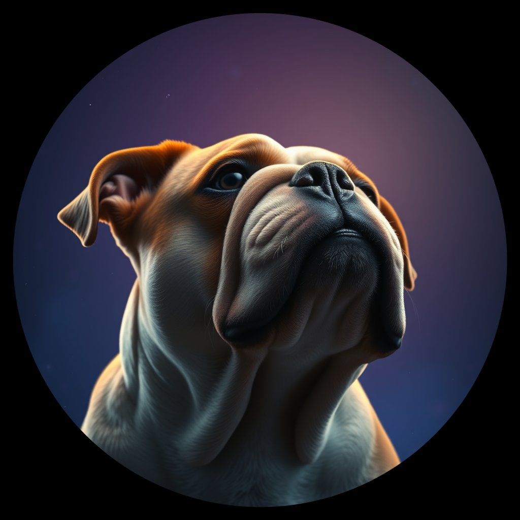 Cosmic medallion portrait of EBD_GT155_EBD_GT155, a Bulldog