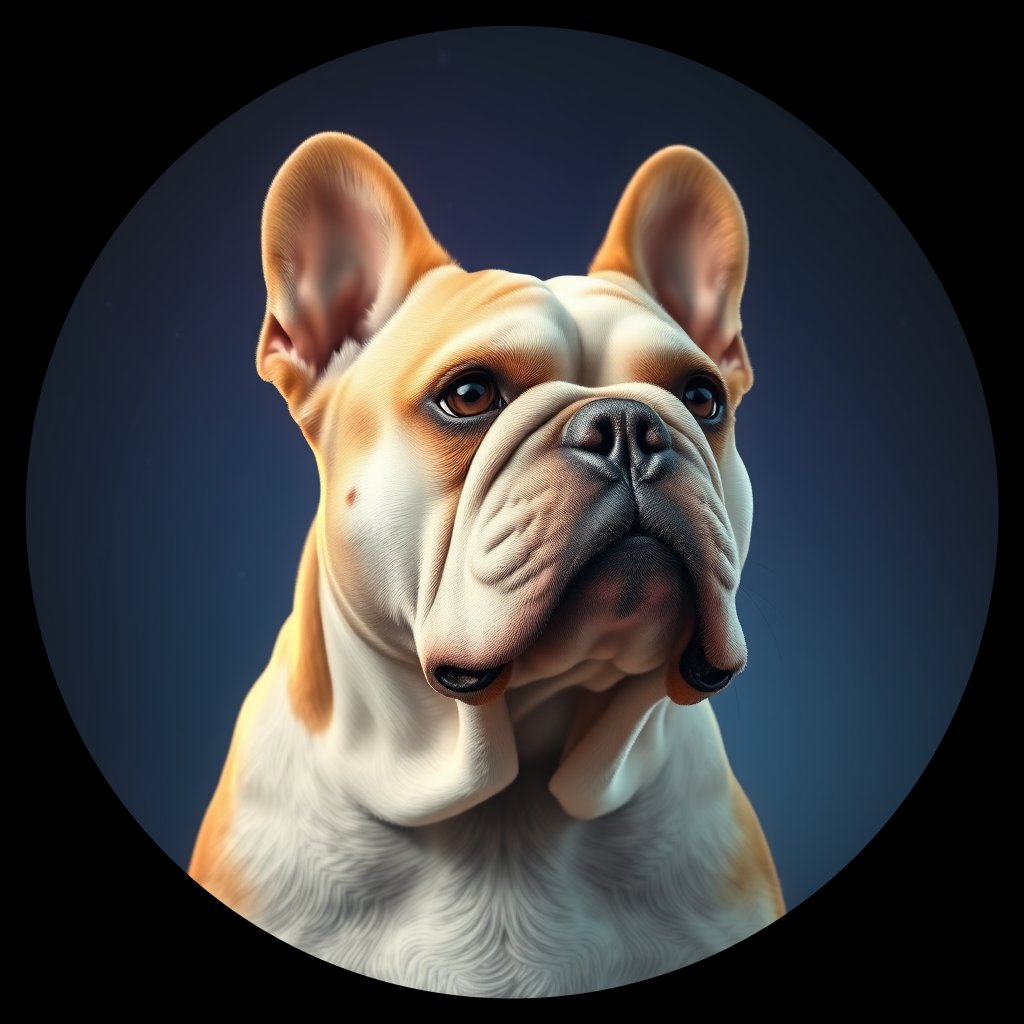 Cosmic medallion portrait of EBD_GT156_EBD_GT156, a Bulldog