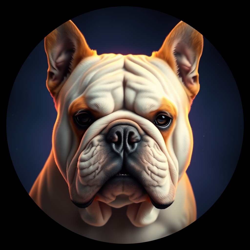 Cosmic medallion portrait of EBD_GT159_EBD_GT159, a Bulldog