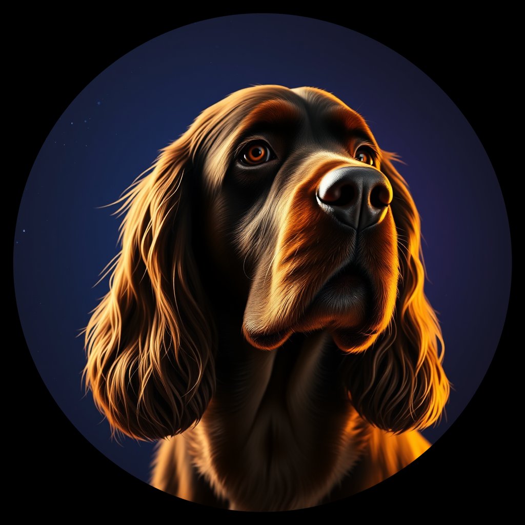 Cosmic medallion portrait of ECKR_CoS_00GT95, a English Cocker Spaniel