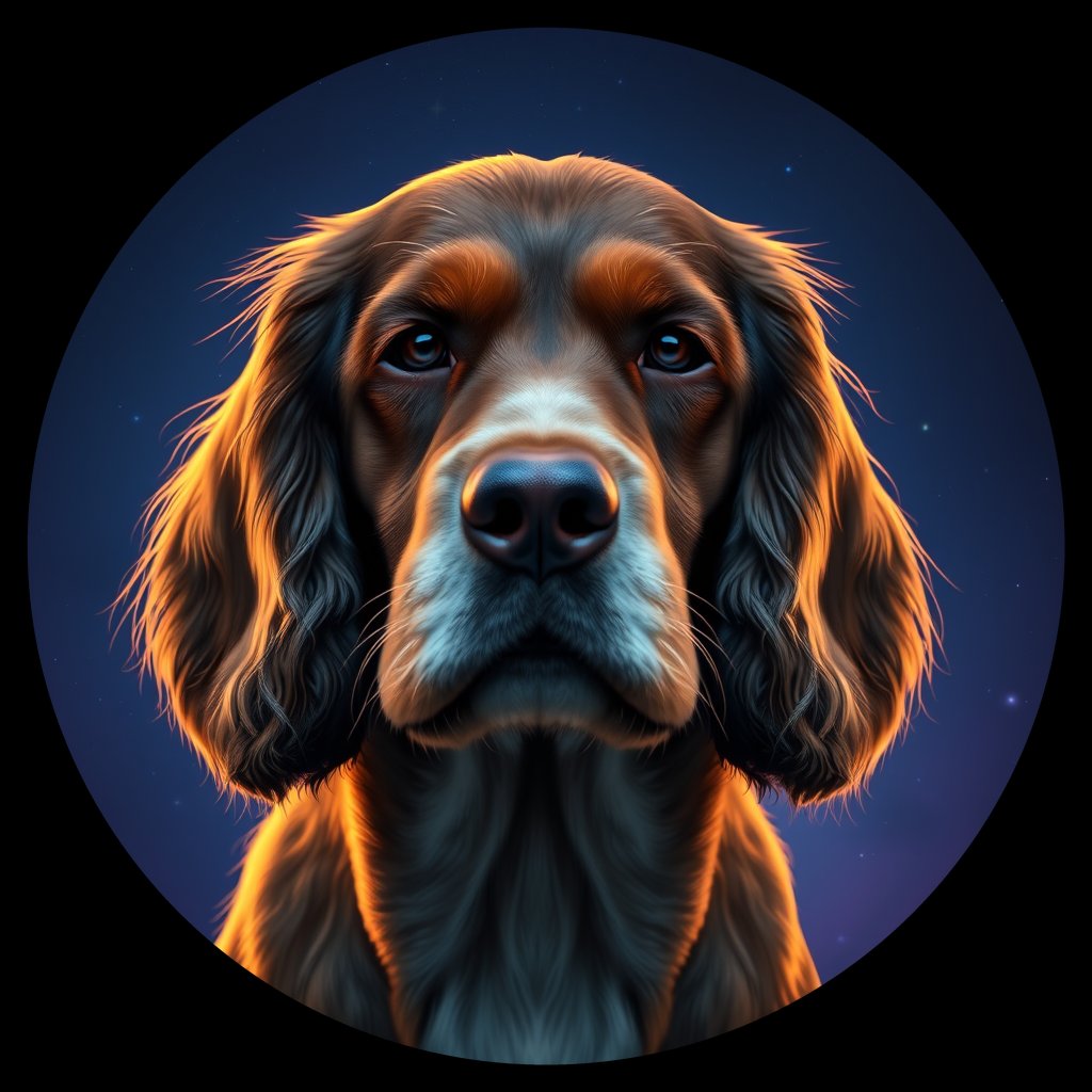 Cosmic medallion portrait of ECKR_ECKR_27591, a English Cocker Spaniel