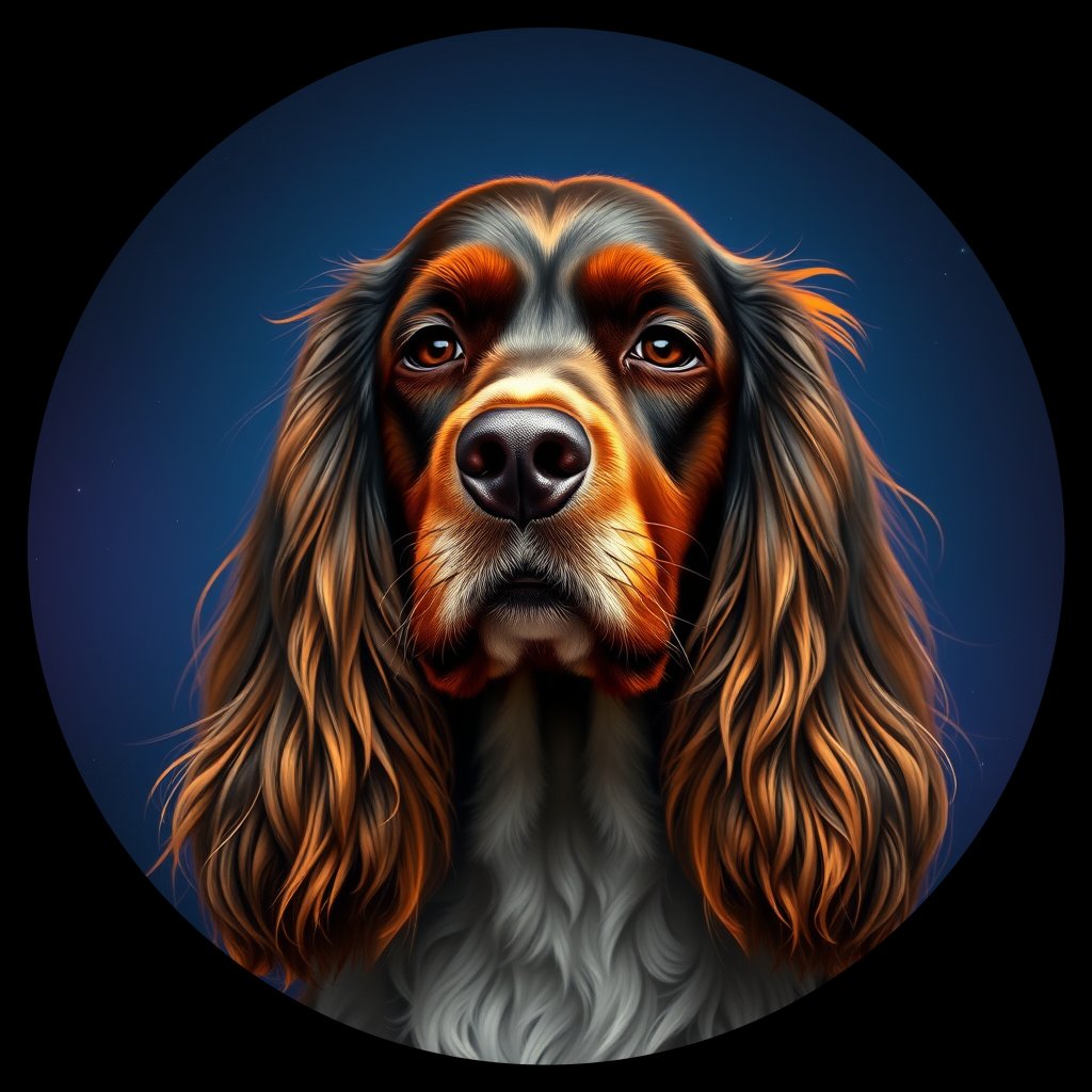 Cosmic medallion portrait of ECKR_ECKR_28380, a English Cocker Spaniel