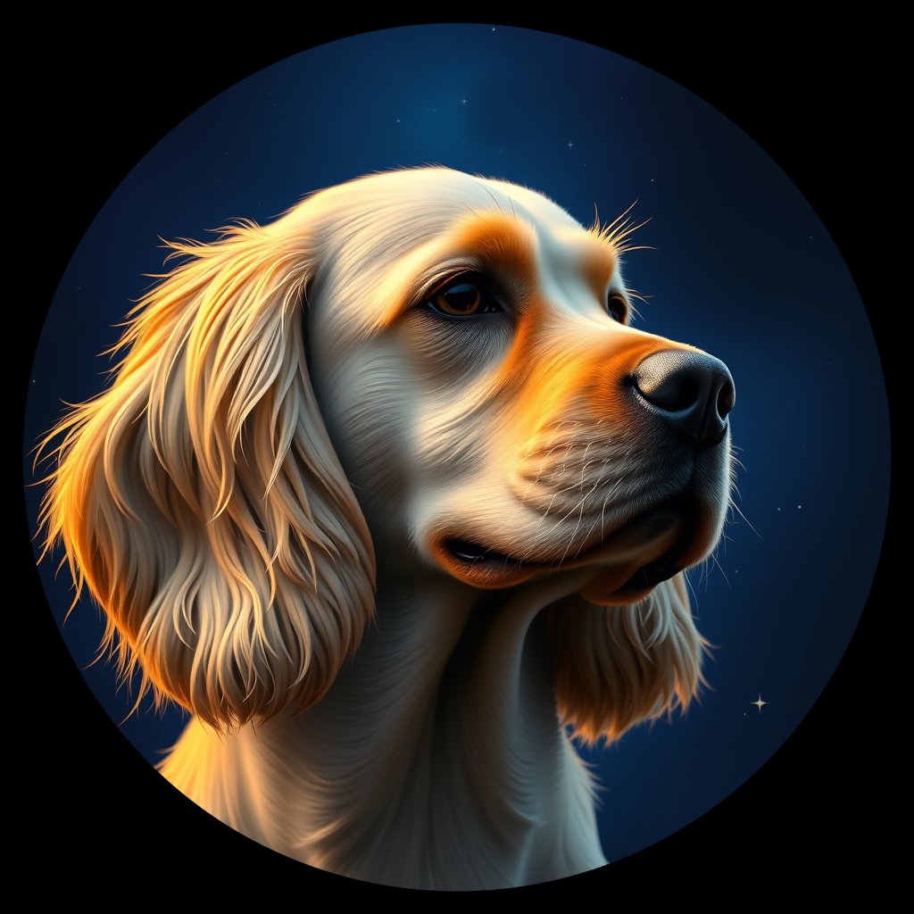 Cosmic medallion portrait of ECKR_ECKR_28473, a English Cocker Spaniel