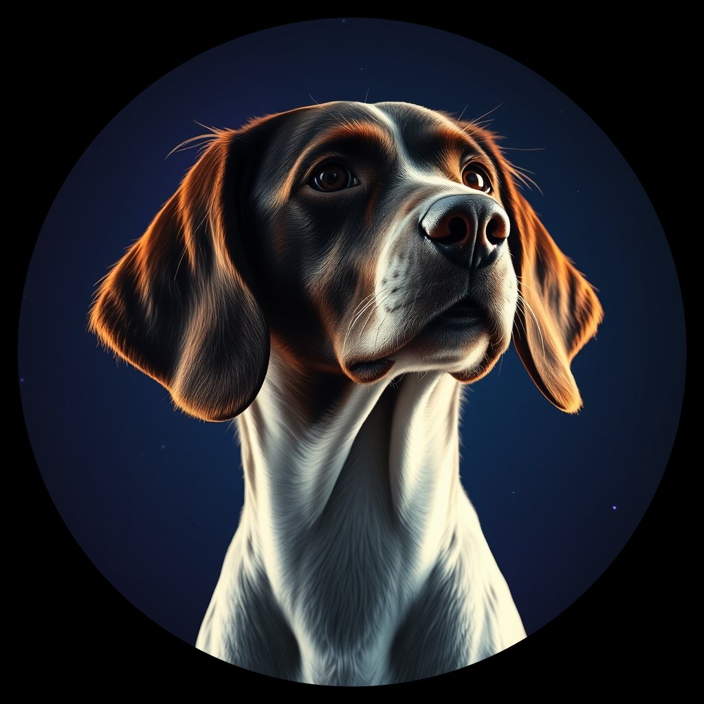 Cosmic medallion portrait of EESH_EESH_d6798, a English Setter