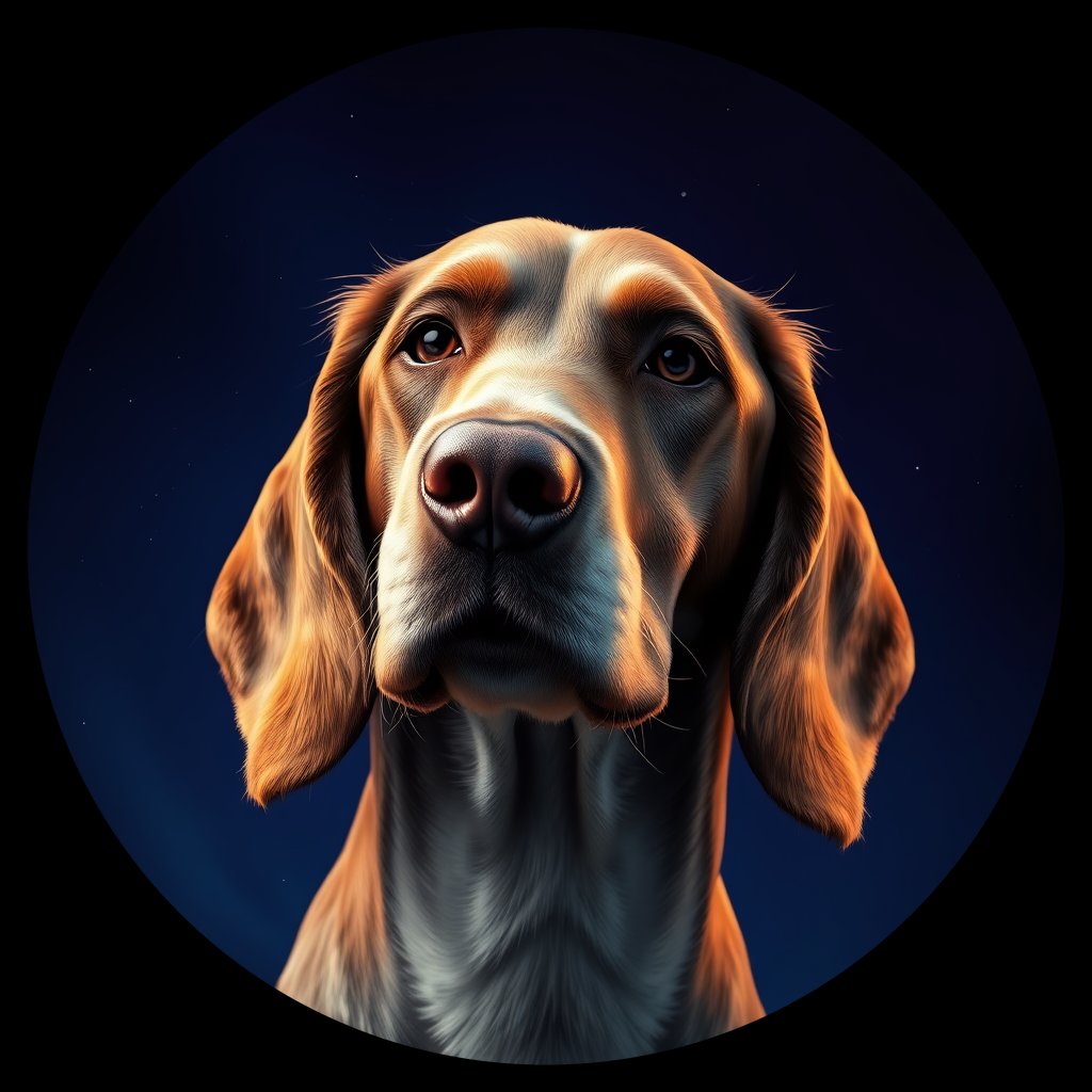 Cosmic medallion portrait of EESH_EESH_d6799, a English Setter