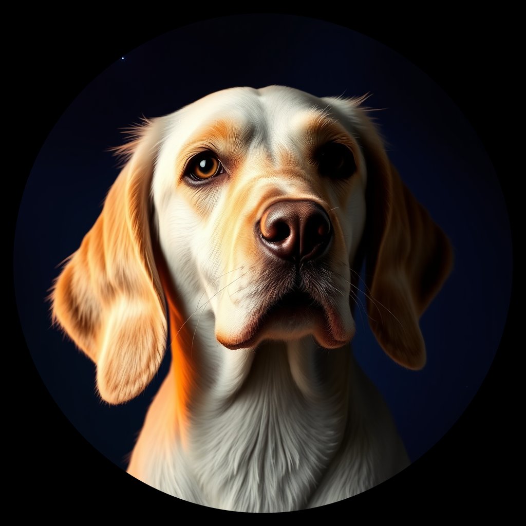 Cosmic medallion portrait of EESH_EESH_d6800, a English Setter