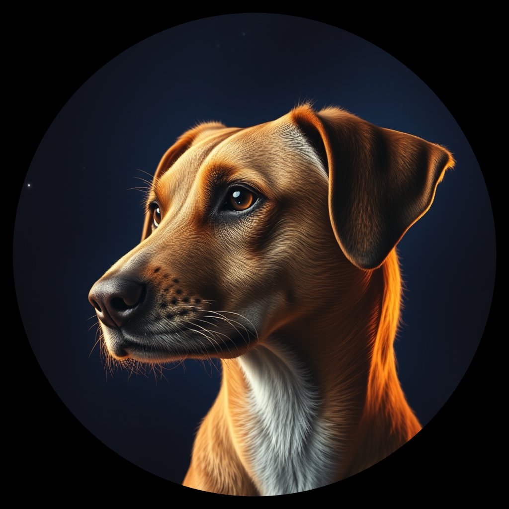 Cosmic medallion portrait of EG41_EG41, a Village Dog Egypt Luxor