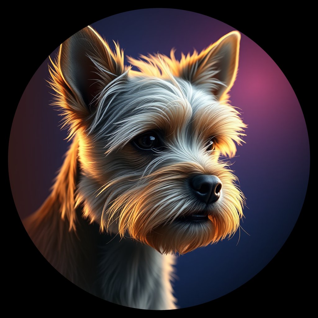 Cosmic medallion portrait of EJ-Howard-YT_EJ-Howard-YT, a Yorkshire Terrier