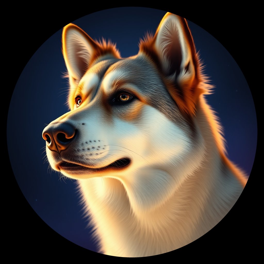 Cosmic medallion portrait of ERUS_ERUS_109R, a Village Dog East Russia