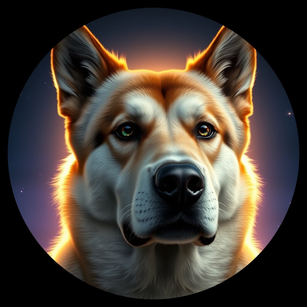 Cosmic medallion portrait of ERUS_ERUS_110R, a Village Dog East Russia