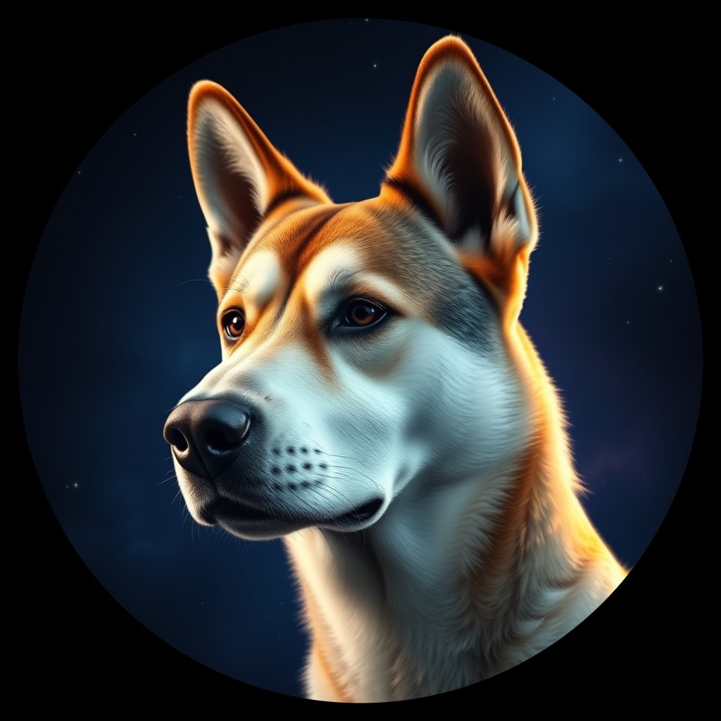 Cosmic medallion portrait of ERUS_ERUS_111R, a Village Dog East Russia