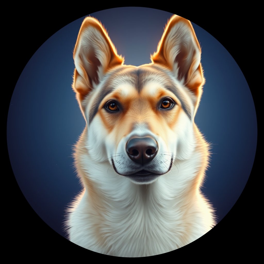 Cosmic medallion portrait of ERUS_ERUS_112R, a Village Dog East Russia