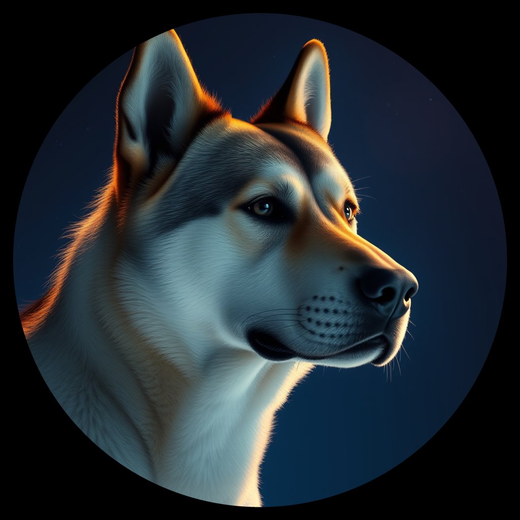 Cosmic medallion portrait of ERUS_ERUS_113R, a Village Dog East Russia