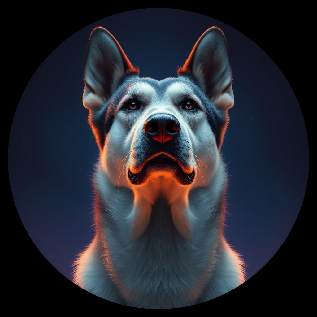Cosmic medallion portrait of ERUS_ERUS_119R, a Village Dog East Russia