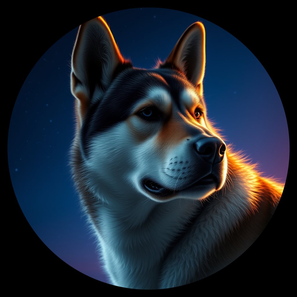 Cosmic medallion portrait of ERUS_ERUS_120R, a Village Dog East Russia