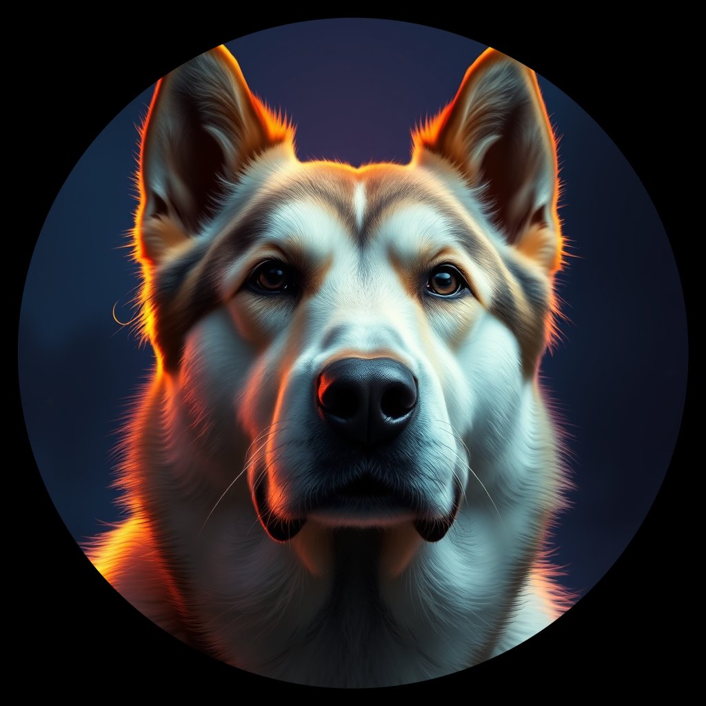Cosmic medallion portrait of ERUS_ERUS_121R, a Village Dog East Russia