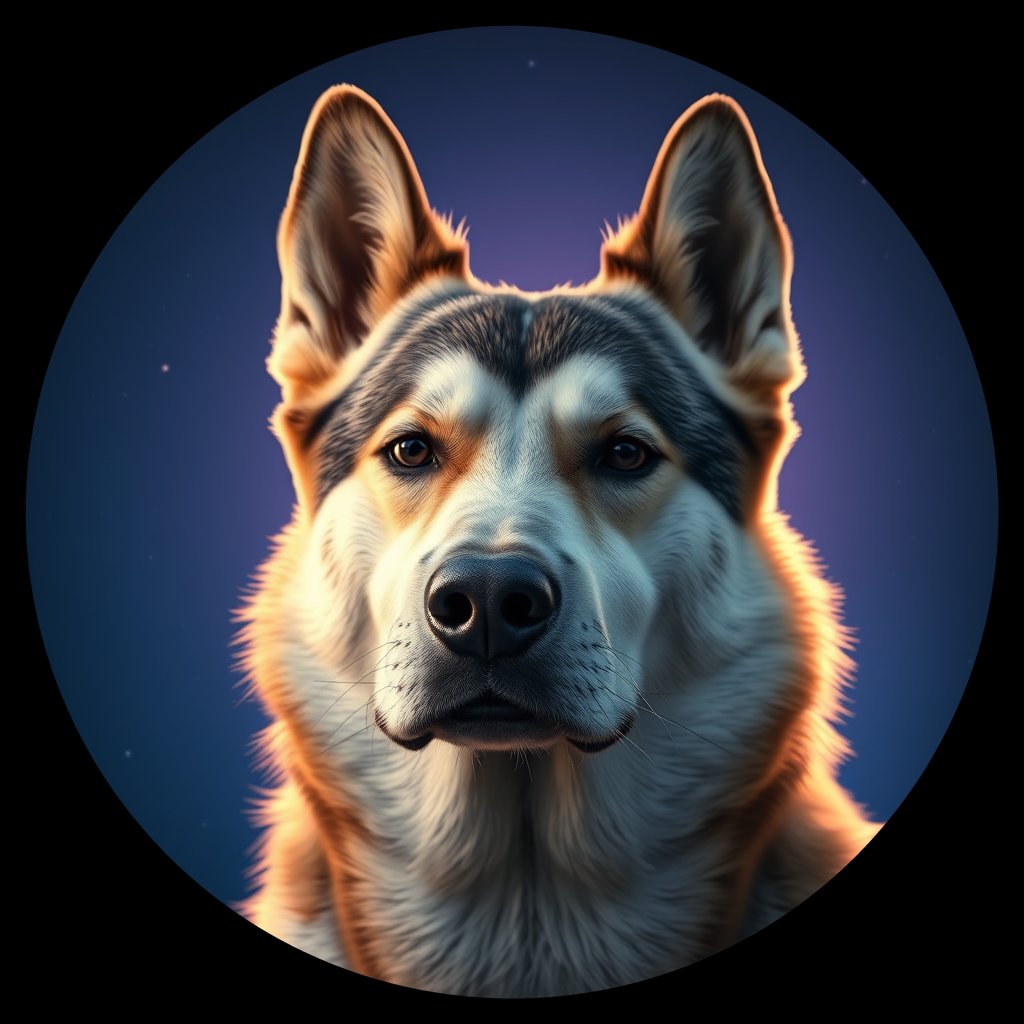 Cosmic medallion portrait of ERUS_ERUS_125R, a Village Dog East Russia