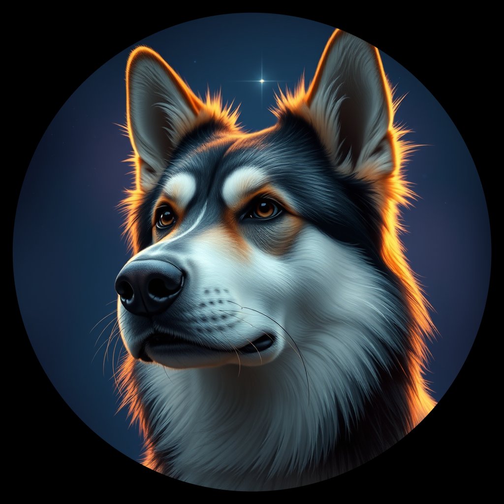 Cosmic medallion portrait of ERUS_ERUS_127R, a Village Dog East Russia