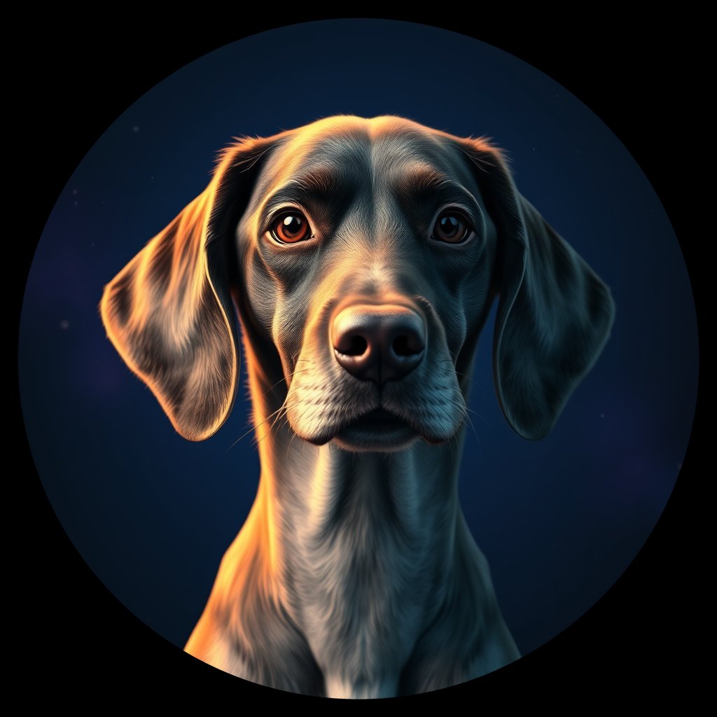 Cosmic medallion portrait of ES11_ES11, a English Setter
