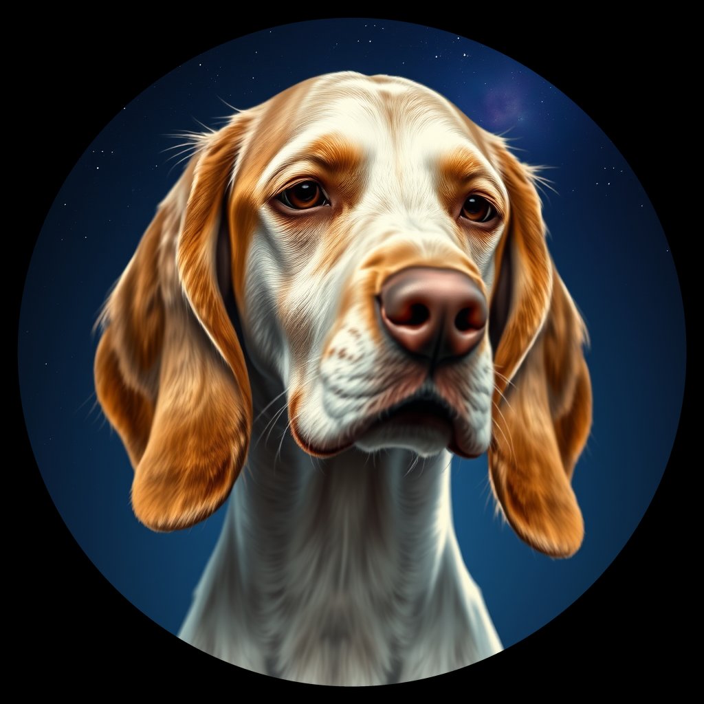 Cosmic medallion portrait of ES14_ES14, a English Setter