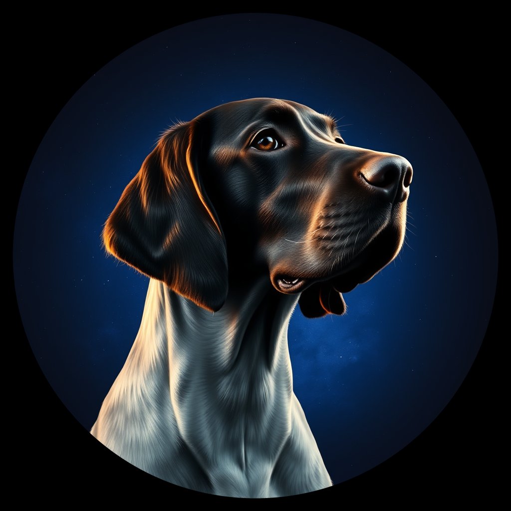 Cosmic medallion portrait of ES15_ES15, a English Setter