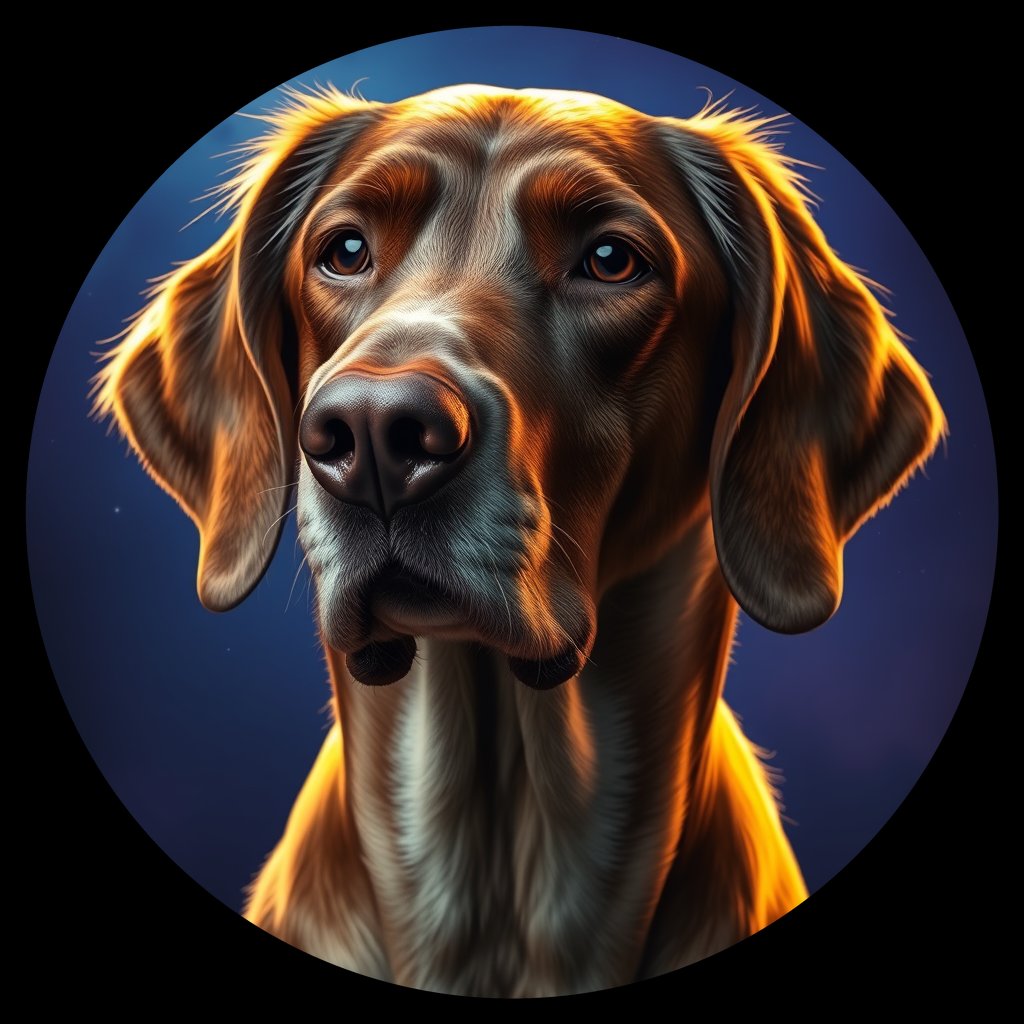 Cosmic medallion portrait of ES1_ES1, a English Setter