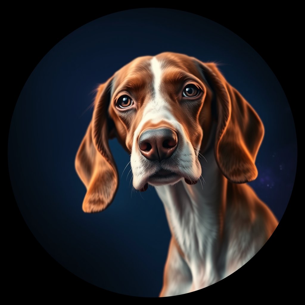 Cosmic medallion portrait of ES21_ES21, a English Setter