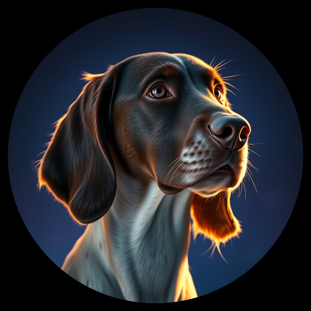 Cosmic medallion portrait of ES22_ES22, a English Setter