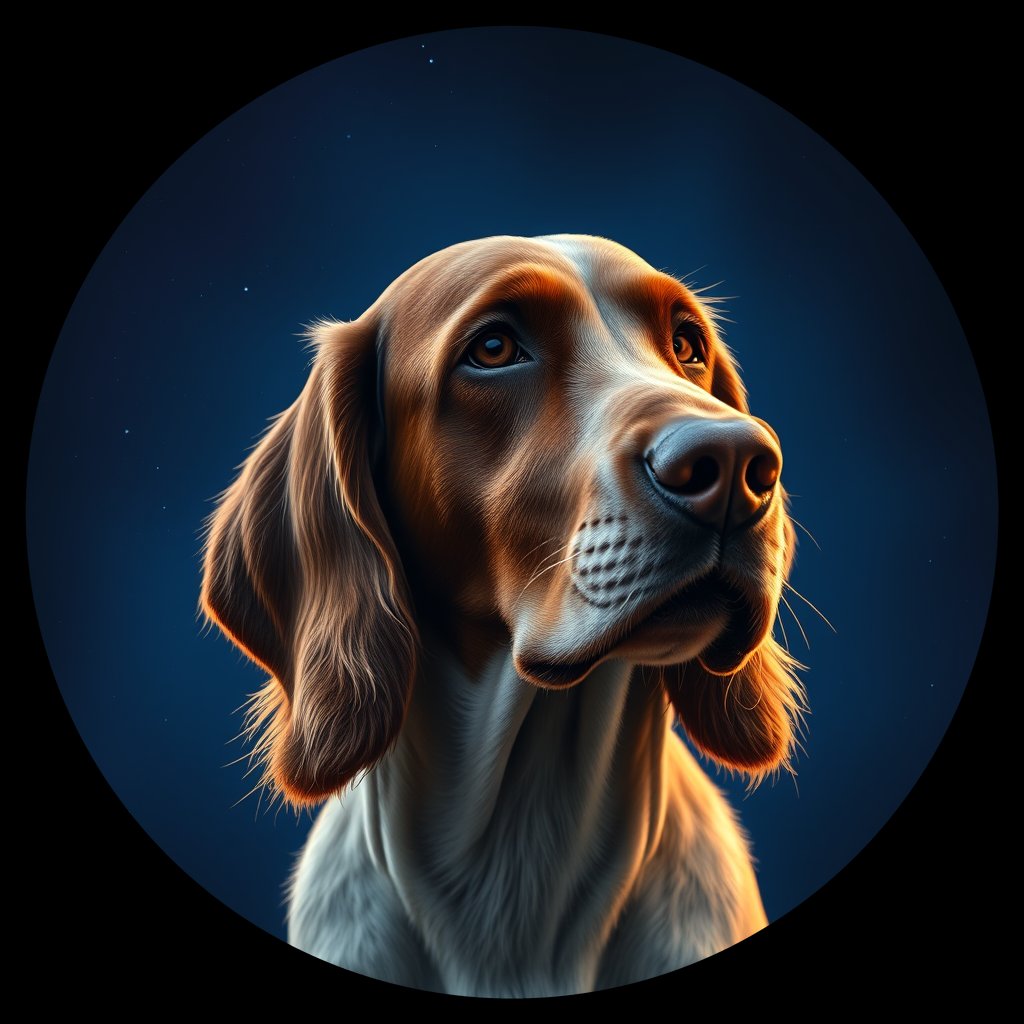 Cosmic medallion portrait of ES24_ES24, a English Setter