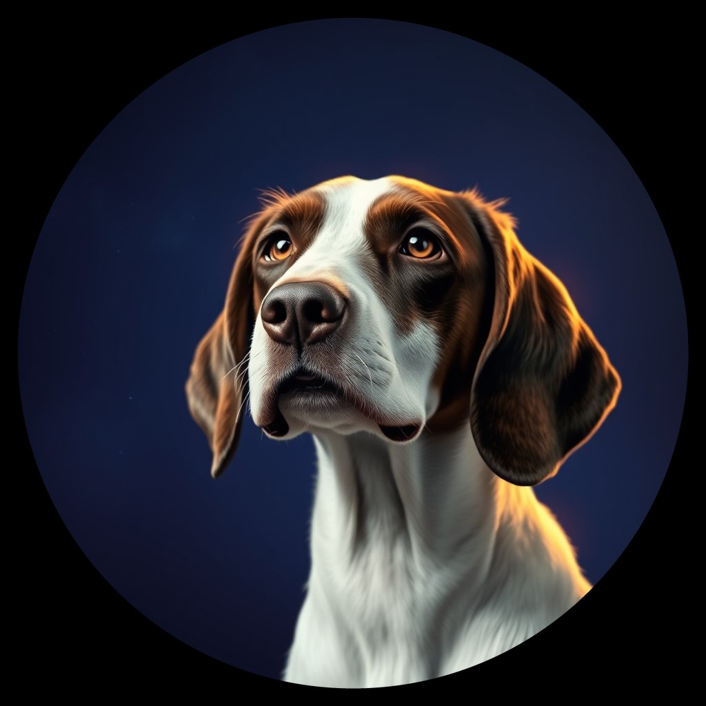 Cosmic medallion portrait of ES26_ES26, a English Setter
