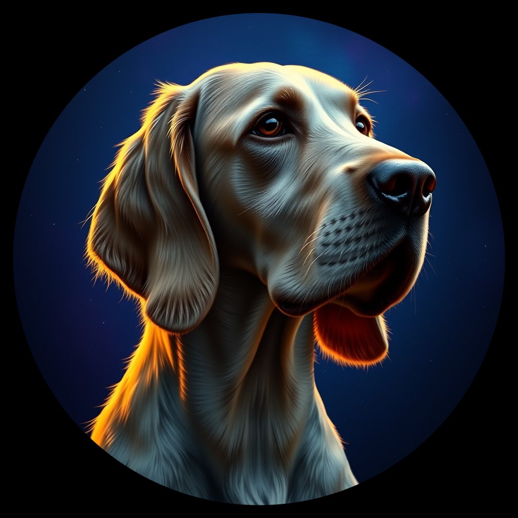 Cosmic medallion portrait of ES29_ES29, a English Setter