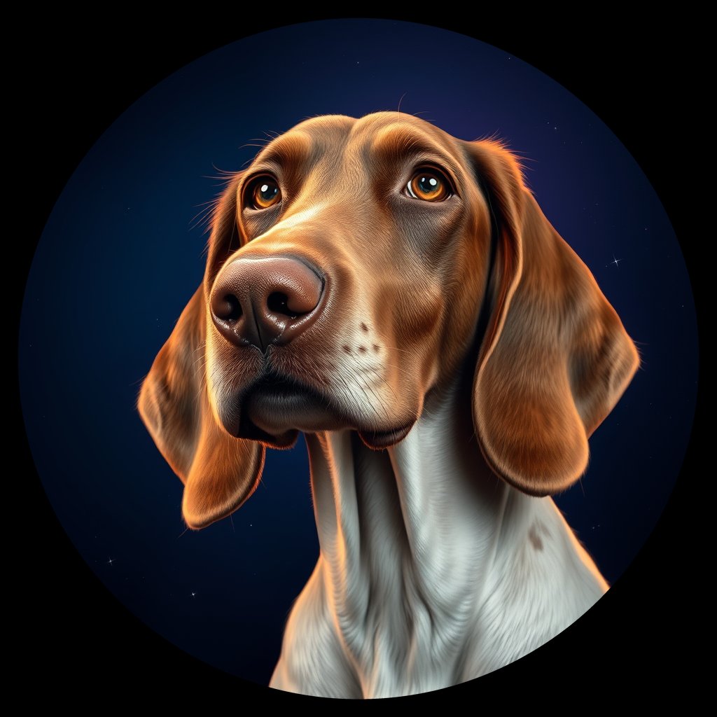 Cosmic medallion portrait of ES2_ES2, a English Setter