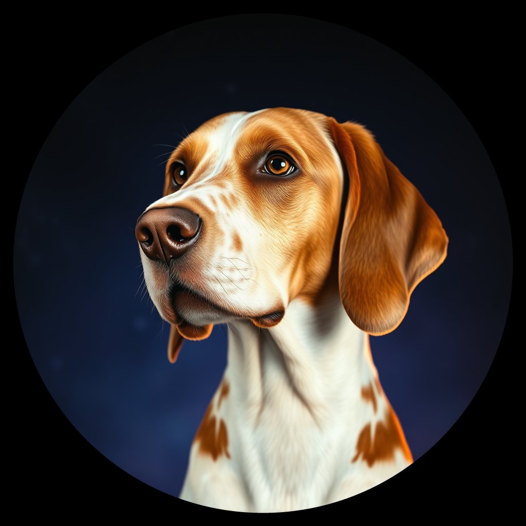 Cosmic medallion portrait of ES32_ES32, a English Setter