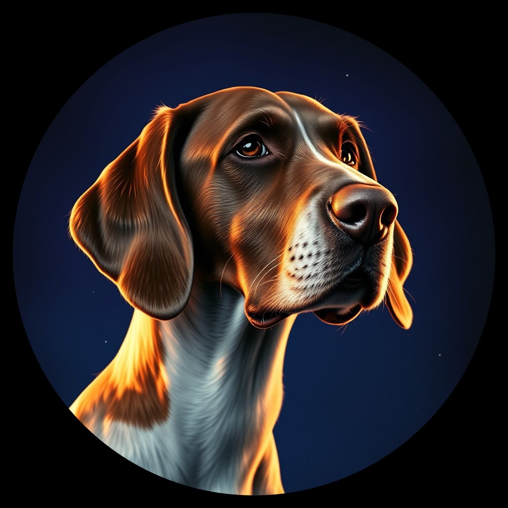 Cosmic medallion portrait of ES34_ES34, a English Setter
