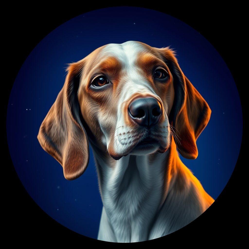 Cosmic medallion portrait of ES35_ES35, a English Setter