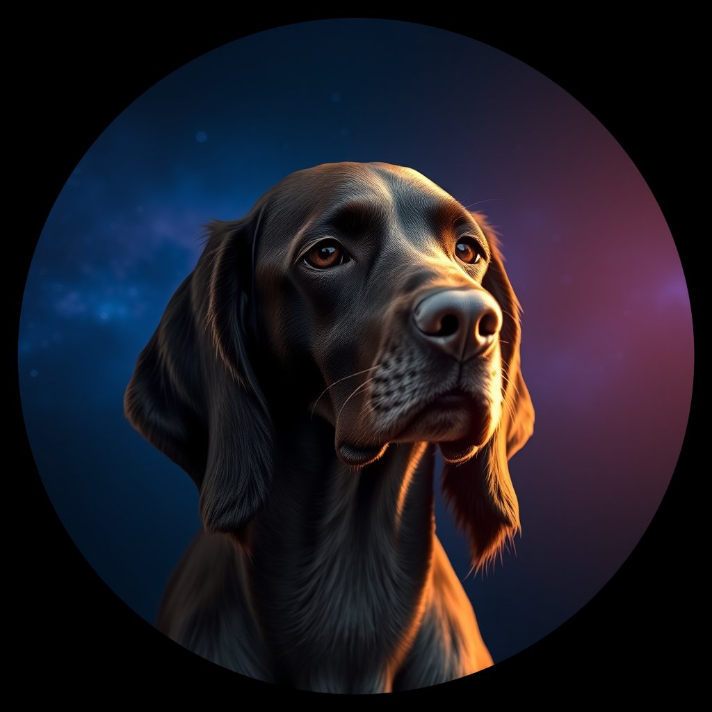 Cosmic medallion portrait of ES37a_ES37a, a English Setter