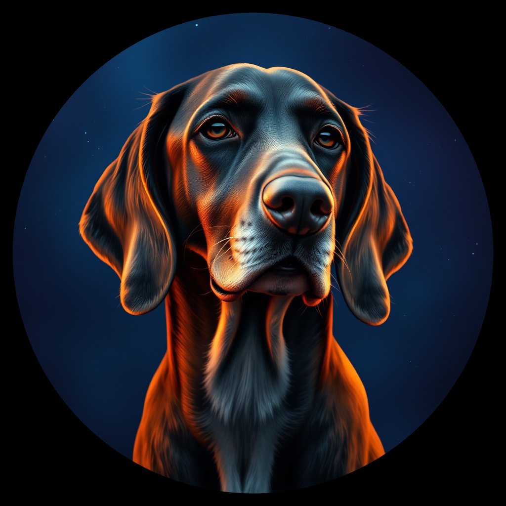 Cosmic medallion portrait of ES48_ES48, a English Setter