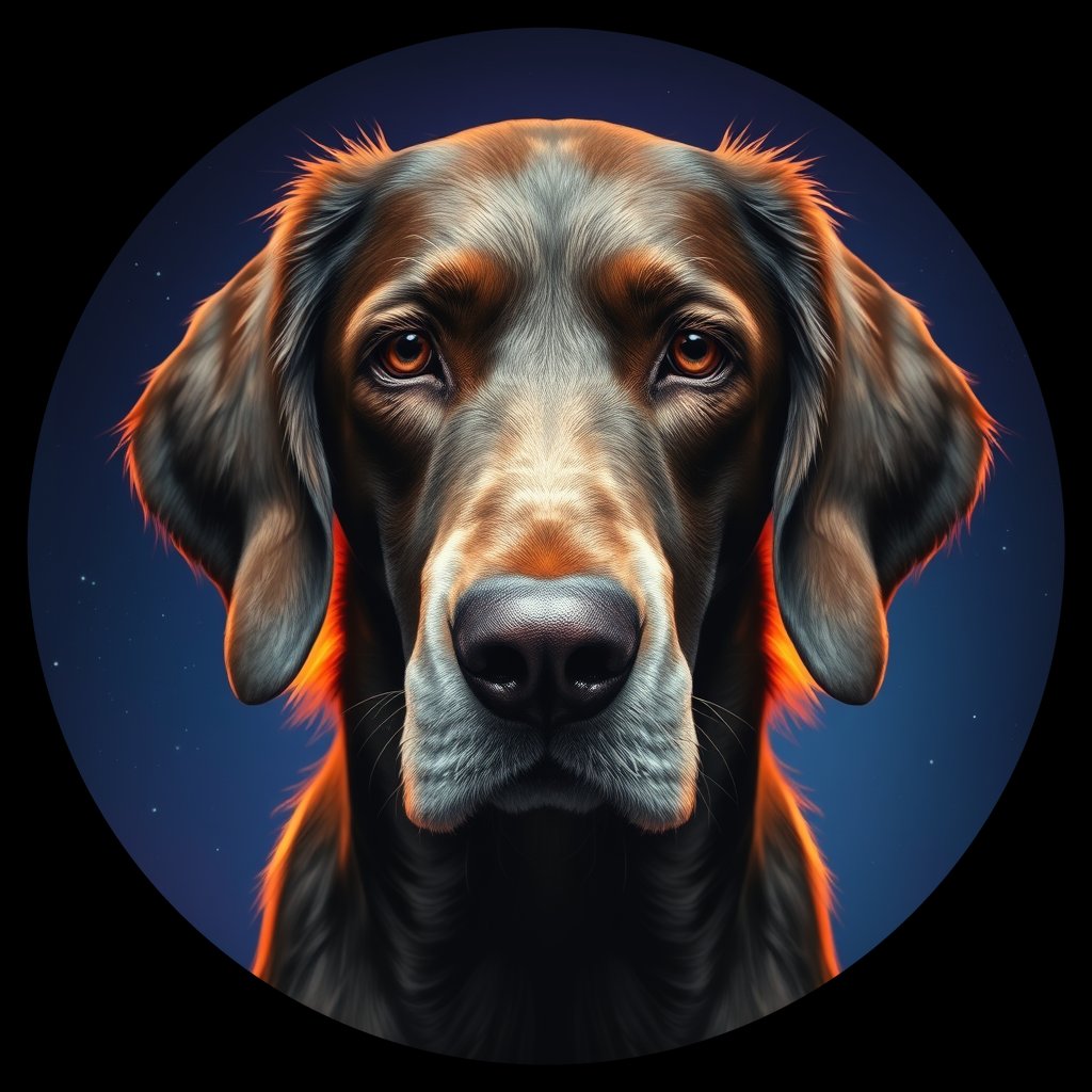 Cosmic medallion portrait of ES4_ES4, a English Setter