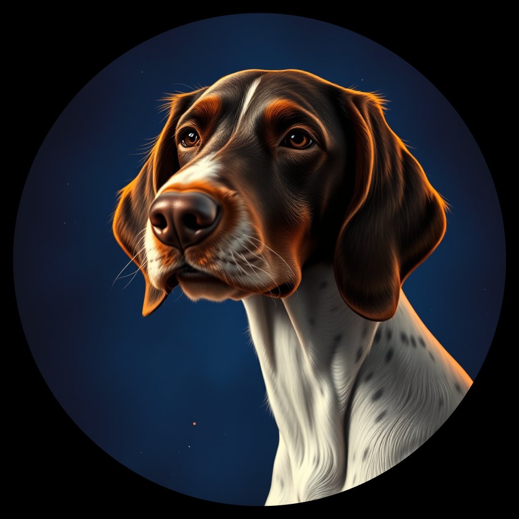 Cosmic medallion portrait of ES51_ES51, a English Setter