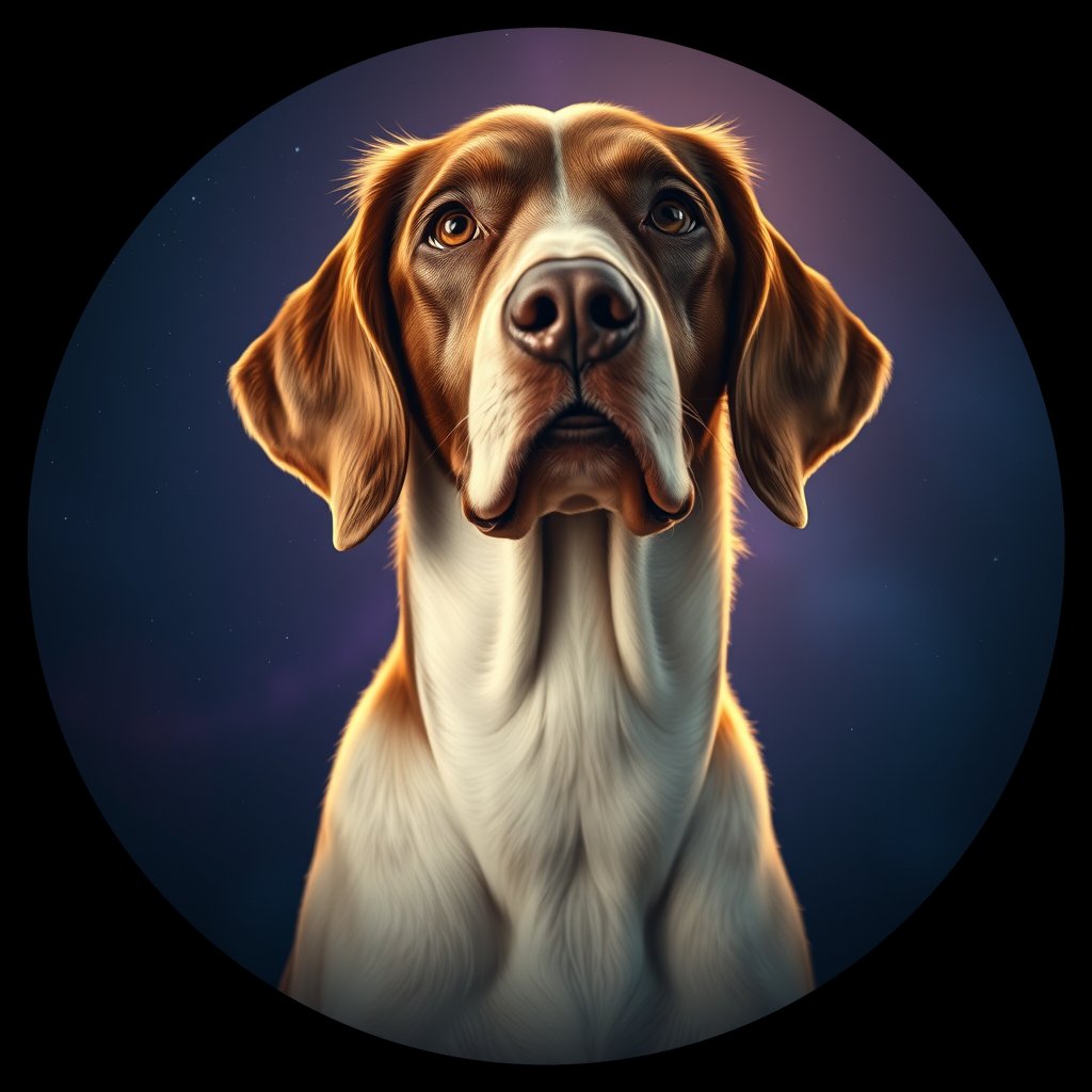 Cosmic medallion portrait of ES56_ES56, a English Setter