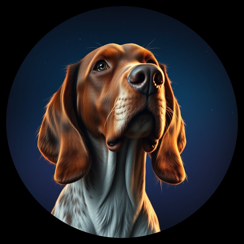 Cosmic medallion portrait of ES57_ES57, a English Setter