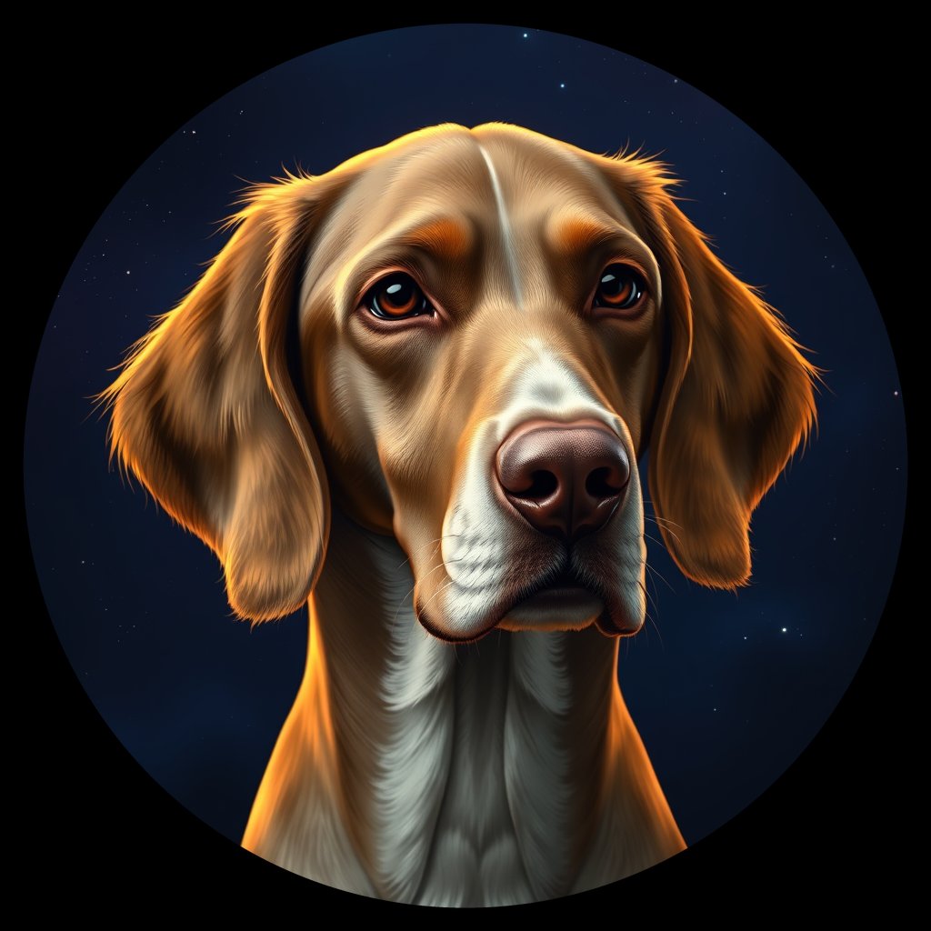 Cosmic medallion portrait of ES5_ES5, a English Setter