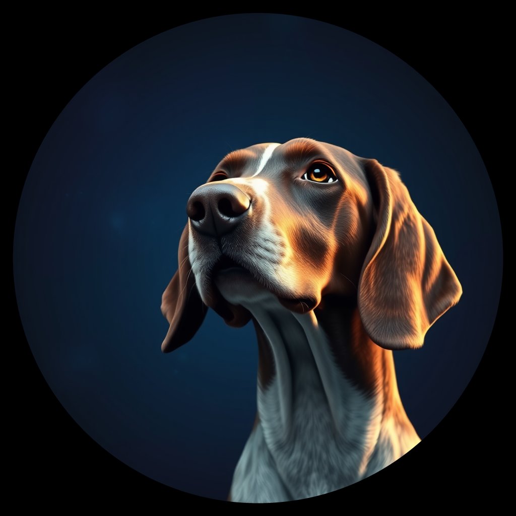 Cosmic medallion portrait of ES61_ES61, a English Setter