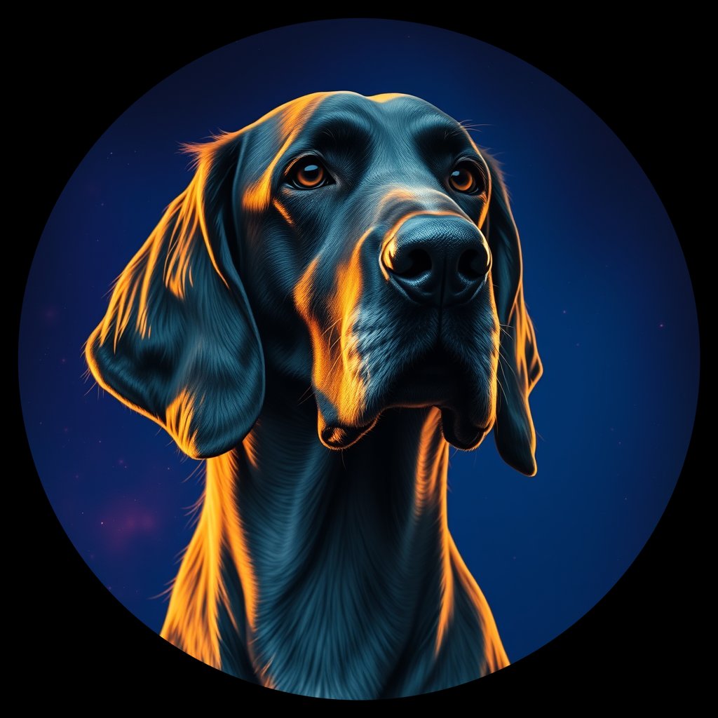 Cosmic medallion portrait of ES62_ES62, a English Setter