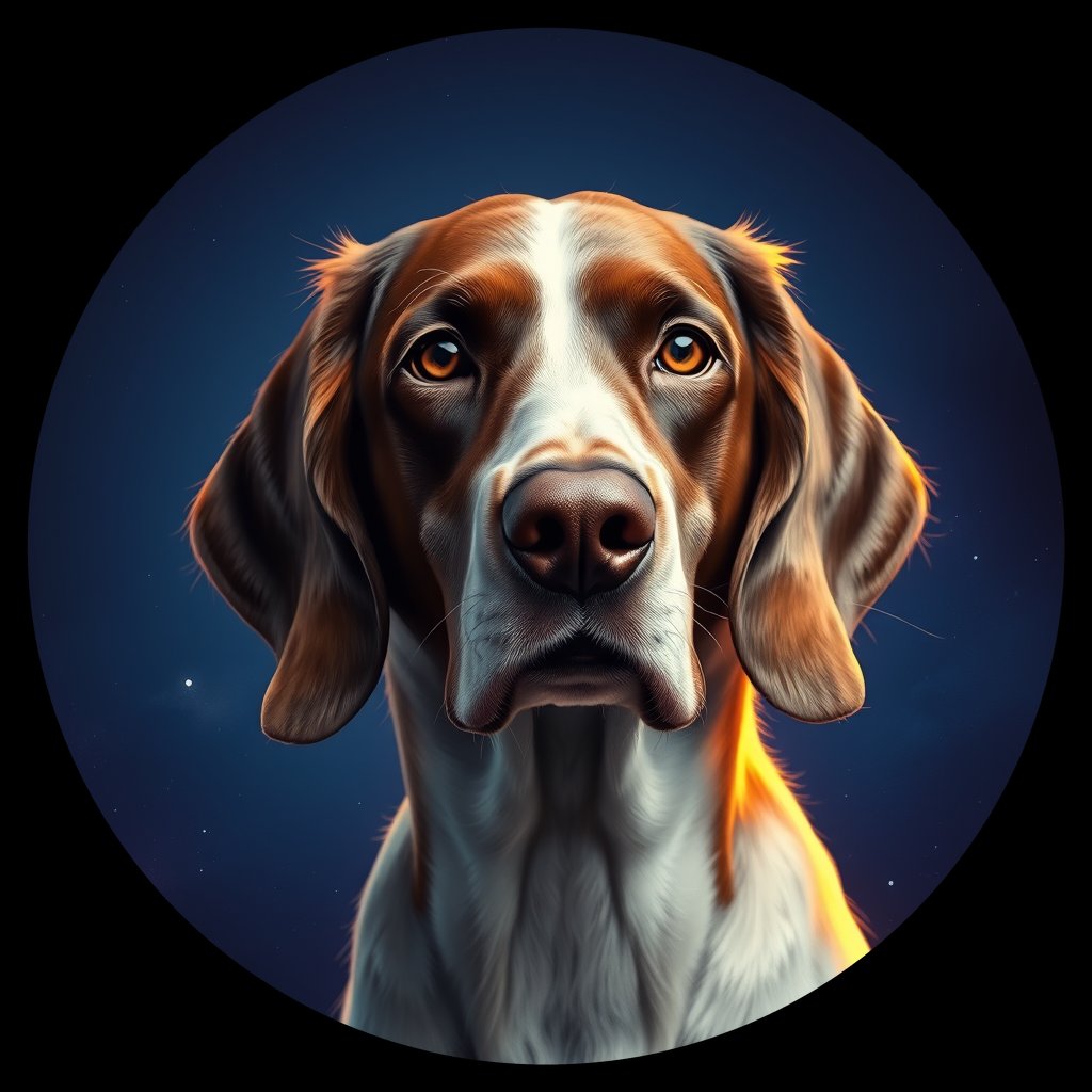 Cosmic medallion portrait of ES64_ES64, a English Setter