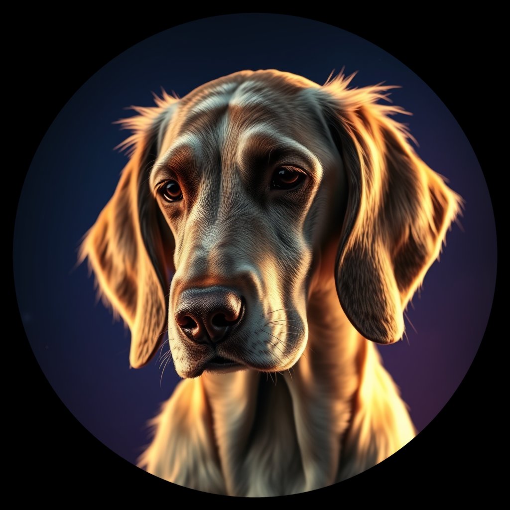 Cosmic medallion portrait of ES65_ES65, a English Setter