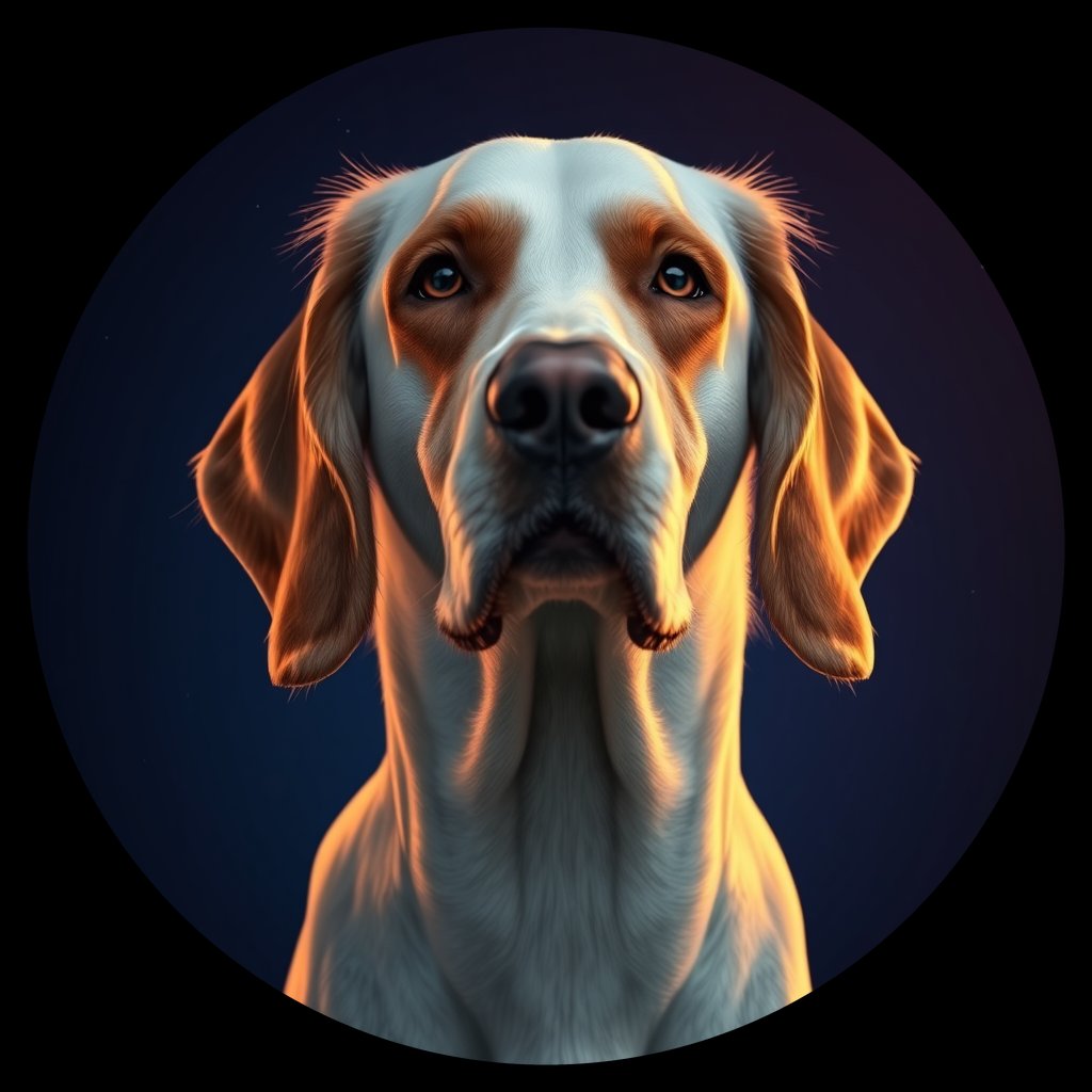 Cosmic medallion portrait of ES67_ES67, a English Setter
