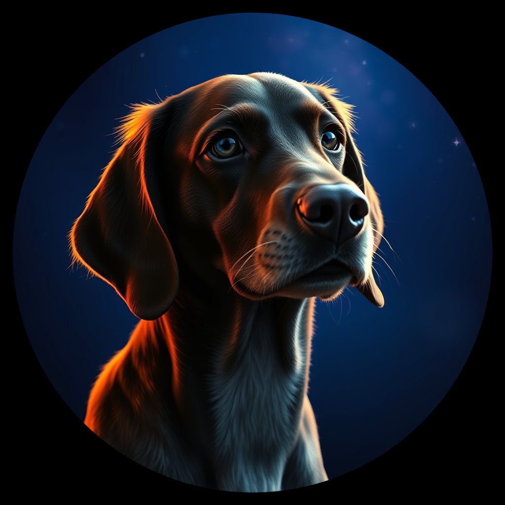 Cosmic medallion portrait of ES68_ES68, a English Setter