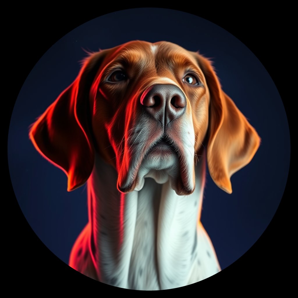 Cosmic medallion portrait of ES71_ES71, a English Setter