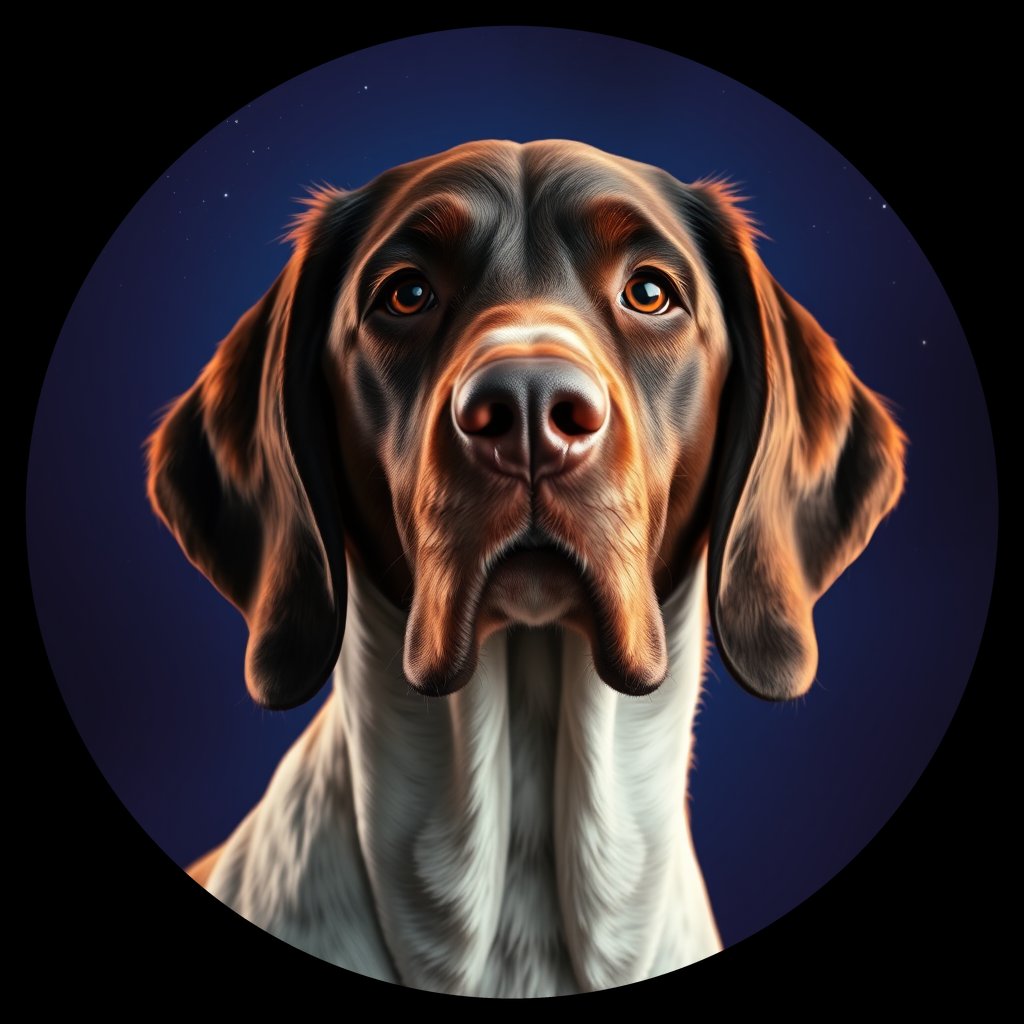 Cosmic medallion portrait of ES72_ES72, a English Setter